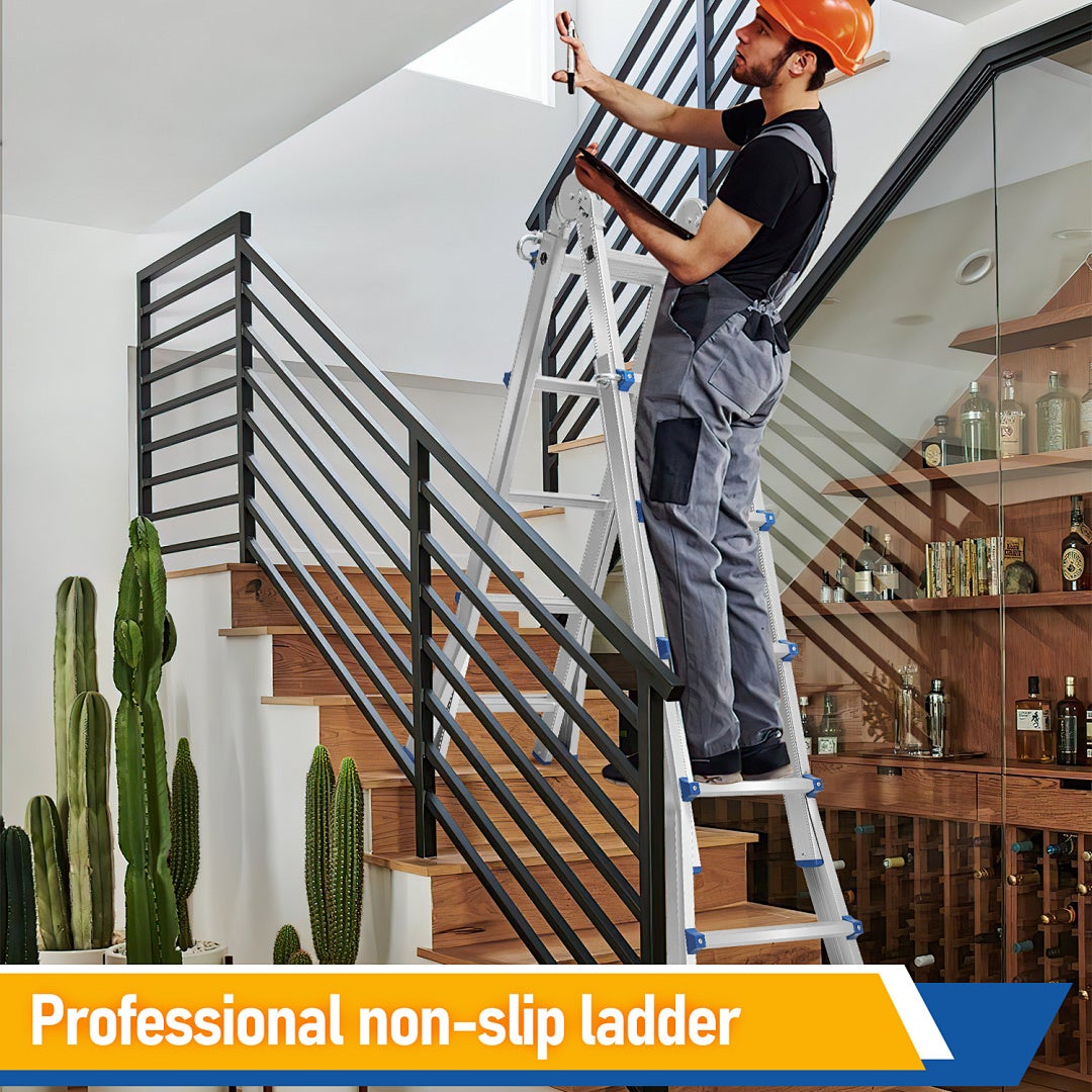 Échelle Télescopique Escabeau Telescopique Multi-Fonction 4x5 marches Echelons Polyvalent - 4