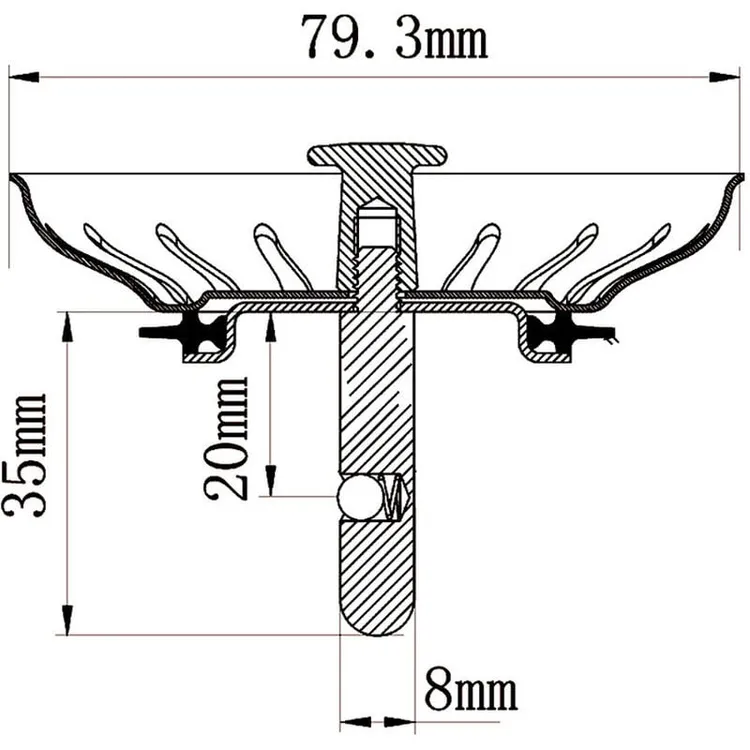 Panier Pour Bonde d'Évier de Cuisine 80 mm - Crépine Universelle Acier Inoxydable, Bouchon Panier Pop-Up, - Lavable Lave-vaisselle - 2
