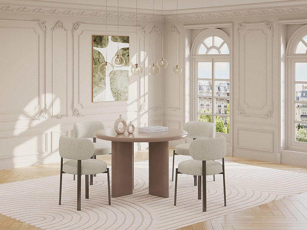 Okrągły stół do jadalni dla 4 osób z MDF - Brązowy - LUKAVO