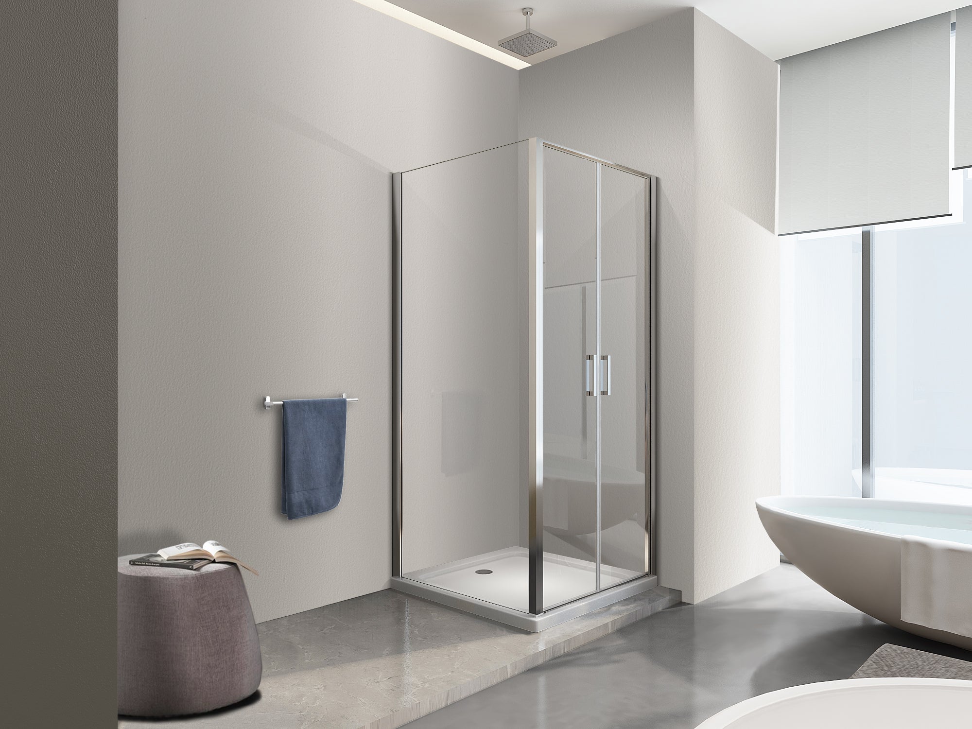 NALA Douche de 6 mm avec un paroi fixe laterale et porte type saloon