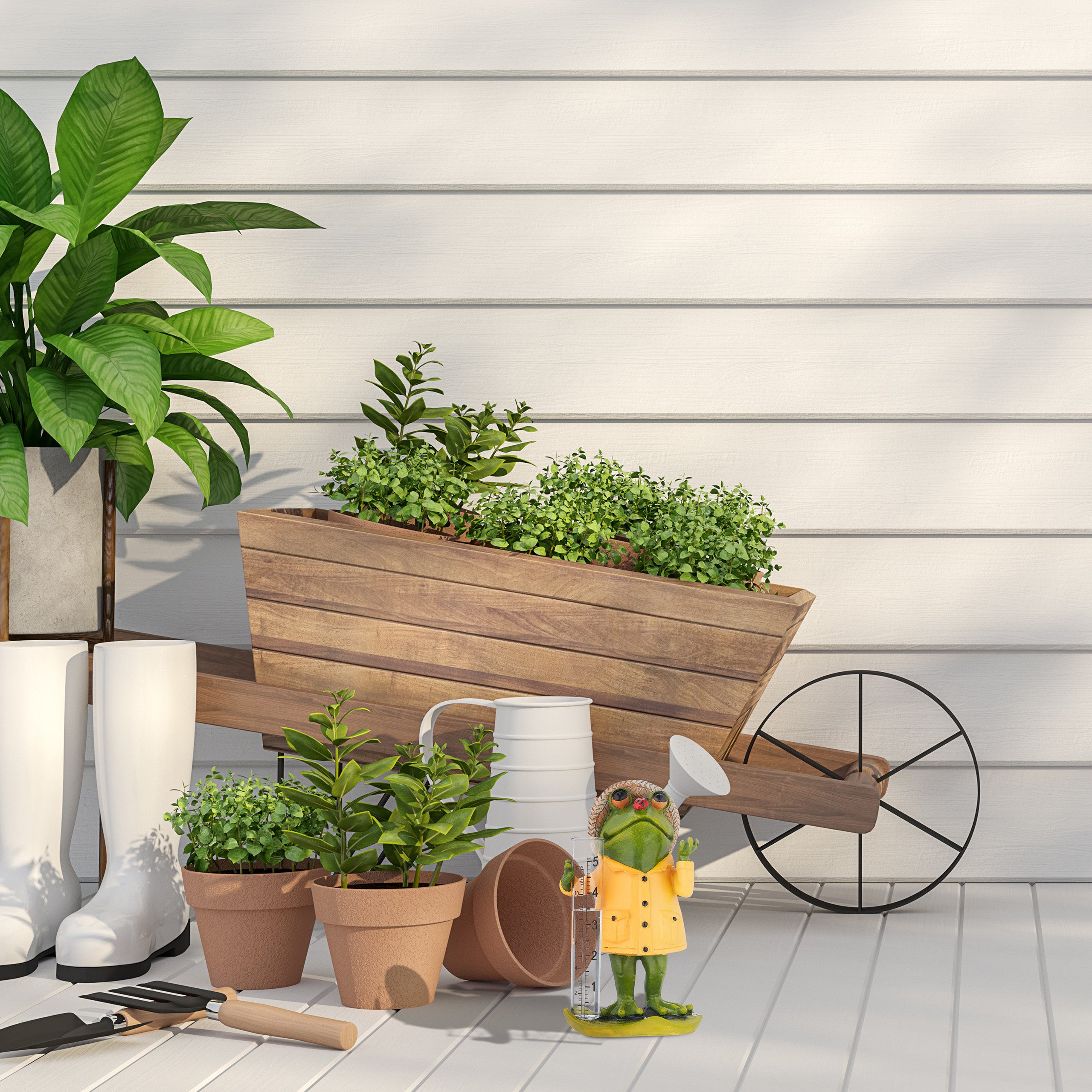 Pluviomètre grenouille jardin, résistant intempéries, mesure précipitations, HxLxP: 19x10,5x8 cm, multicolore, Relaxdays - 2