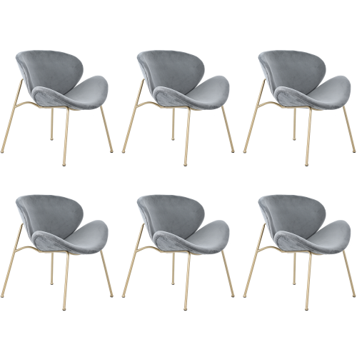Sillón de terciopelo, lote de 6, lujoso, para sala de estar, dormitorio, gris