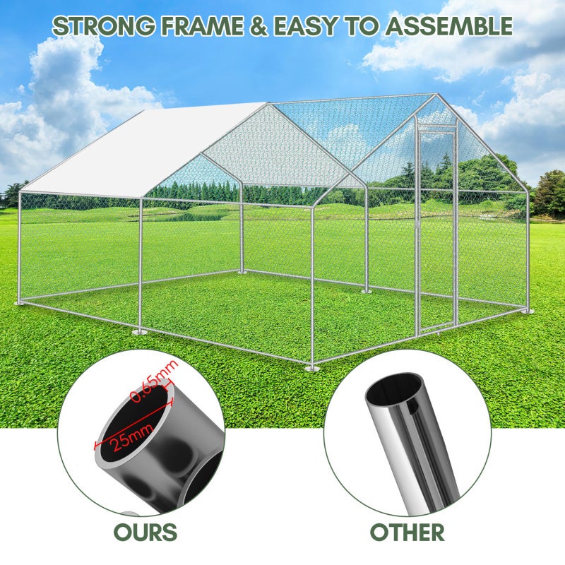 Galinheiro Galinheiro Aço galvanizado com rede com zona coberta com fechadura Galinheiro para pequenos animais 3 x 8 x 2 m 24m² - 7