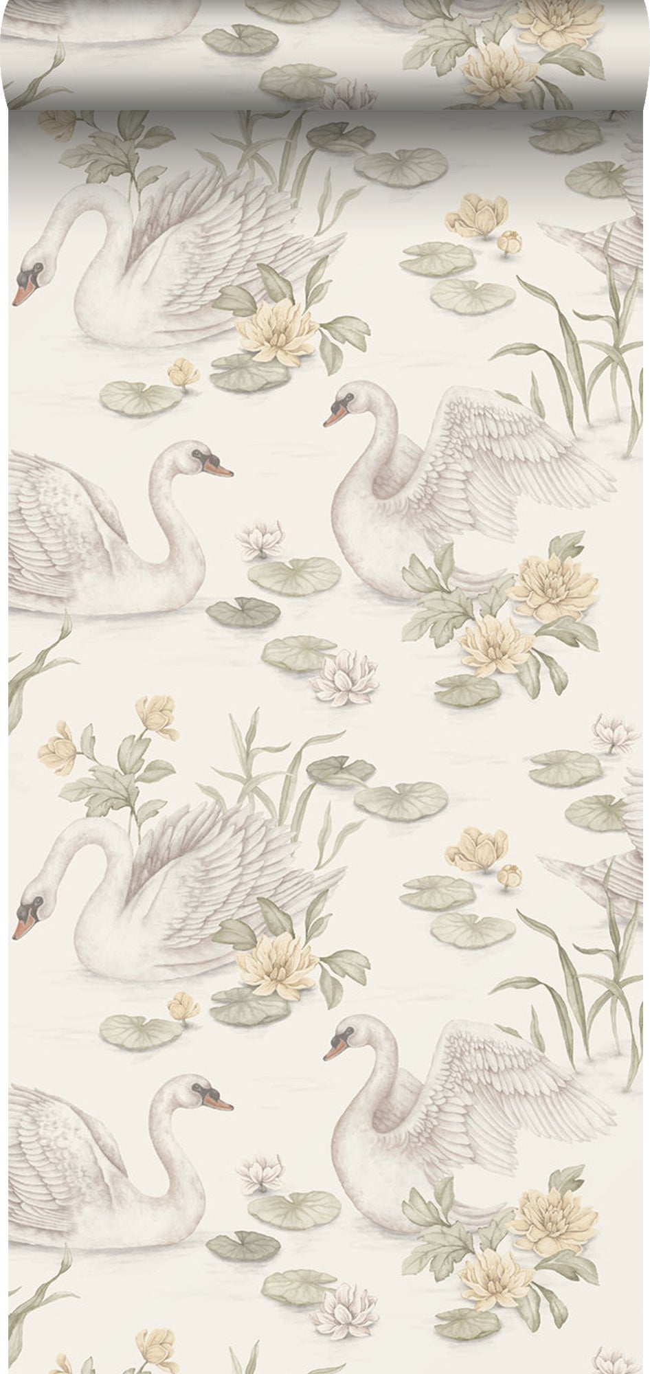 Papel pintado cisnes beige - 53 cm x 10.05 m - borastapeter