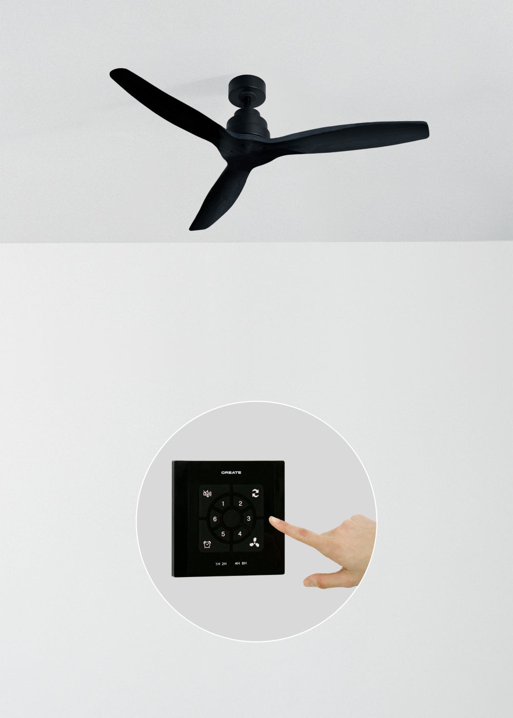 WINDSTYLANCE DC - Ventilateur de Plafond 40W Silencieux Ø132 cm - Sans lumière et avec contrôleur mural + télécommande - 3