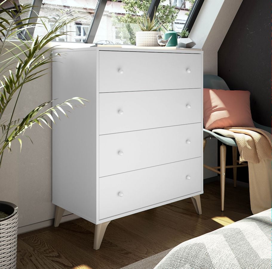 Commode - Sweet - 4 tiroirs - Blanc - 95 x 77.5 x 40 cm - 3