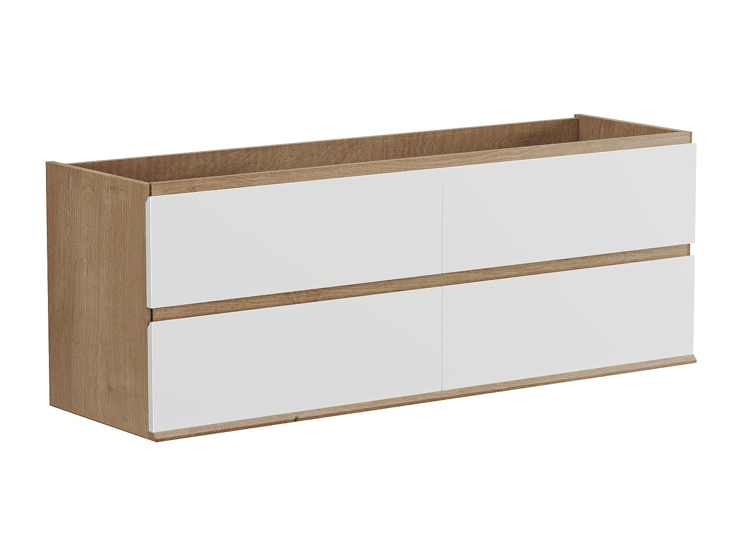 Meuble sous vasque suspendu - Coloris naturel clair et blanc - 150 cm - SABURI - 2