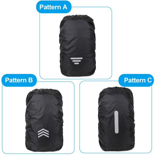 Lot De 3 Housses De Pluie Pour Sac à Dos 15-50L - Imperméables, Réfléchissantes, Antivol, Noir