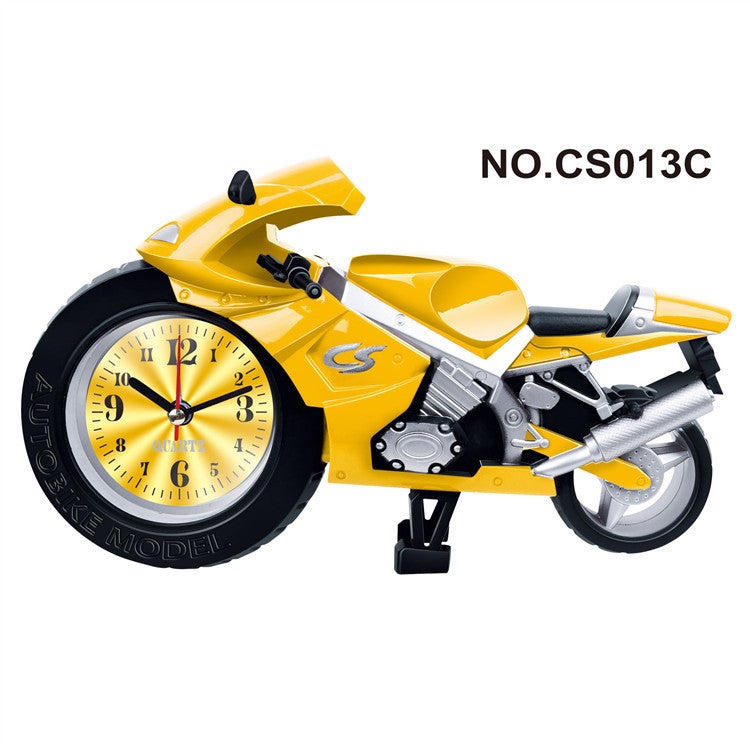 Budzik dziecięcy z motywem motocykla z kreskówki (żółty)