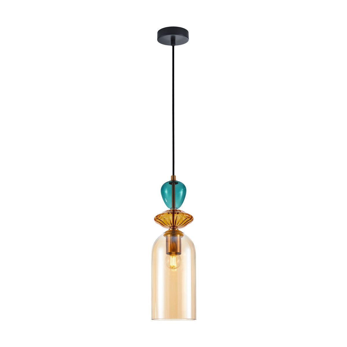 Lampa wisząca Busco złoto-czarno-zielona 1xE27x40W wym: 117 x 12 x 12 cm szkło Italux
