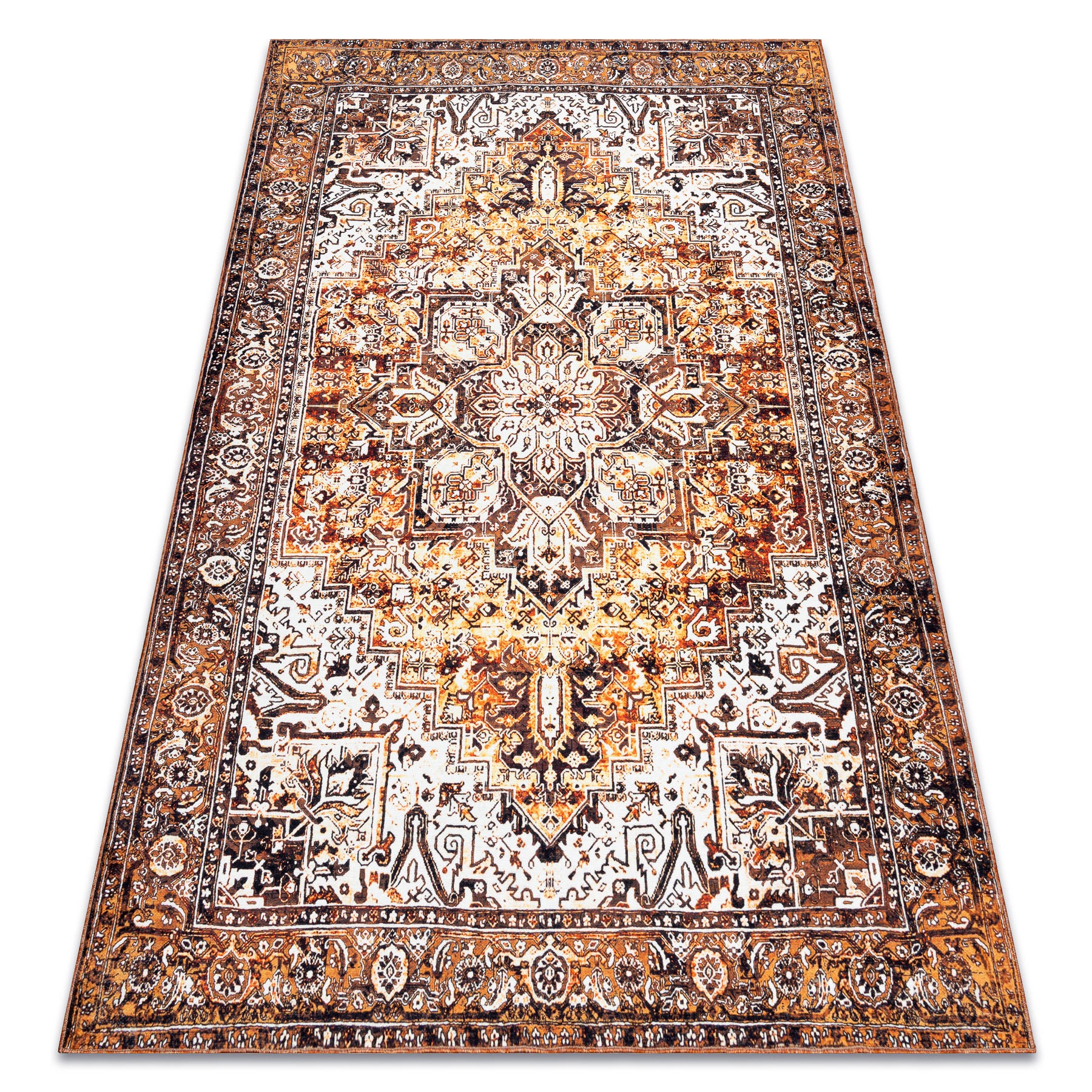 Dywan ANTIKA ancret honey, nowoczesny ornament, do prania - krem / pomarańczowy 120x170 cm