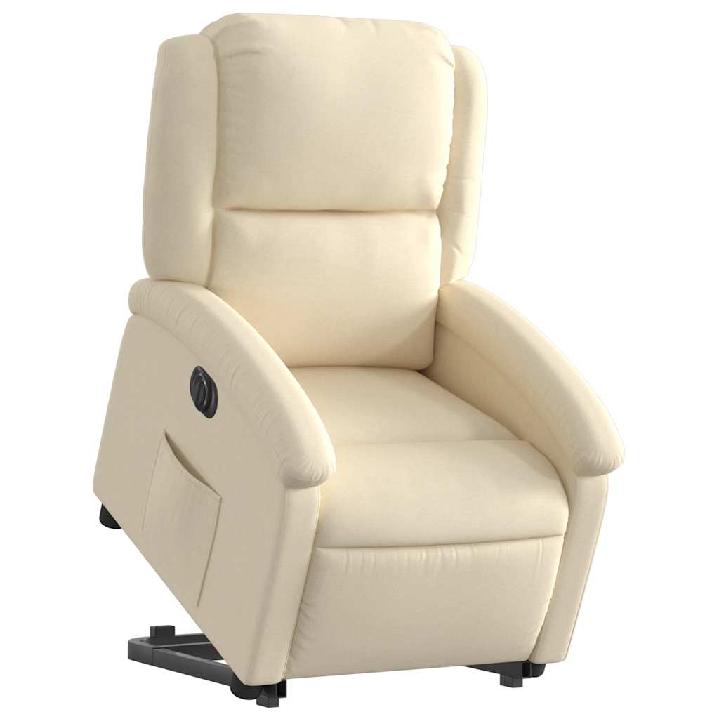 Fauteuil inclinable électrique crème tissu - 3