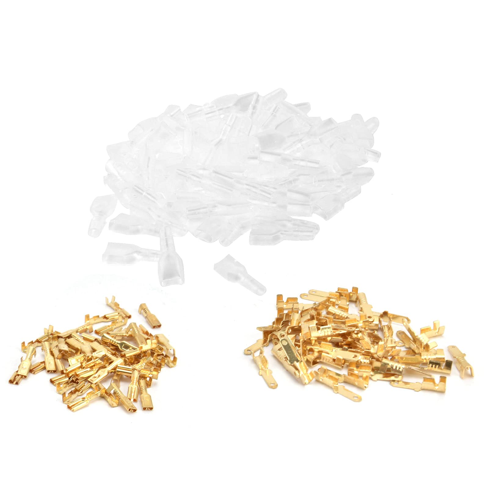 Connettori a forcella in ottone, morsettiera trasparente, manicotto a crimpare, forniture elettriche da 2,8 mm - 5