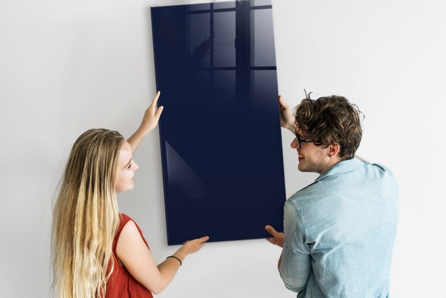 Lavagna Magnetica Murale, Tulup - 60x120 cm - Blu notte, 5 magneti, spugna, pennarello bianco