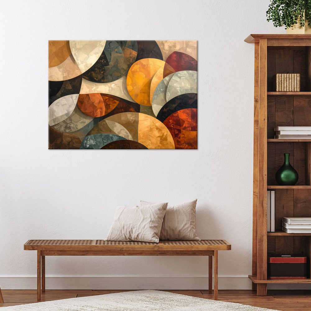Obraz do salonu sypialni, Nowoczesna abstrakcja geometryczna w beżowo brązowych odcieniach 90x60 - 2