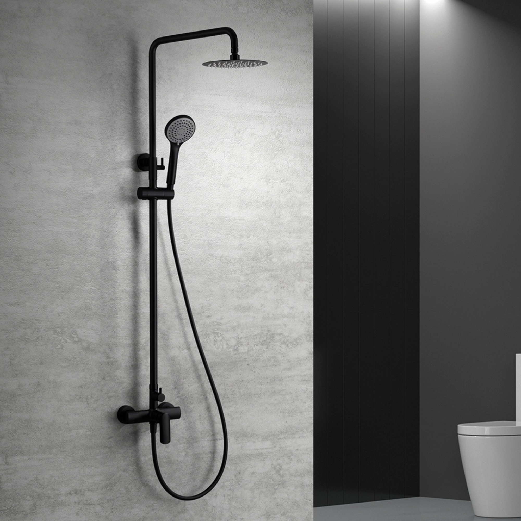 IMEX Columna Ducha Negra Monomando con Grifo Kit de Ducha con