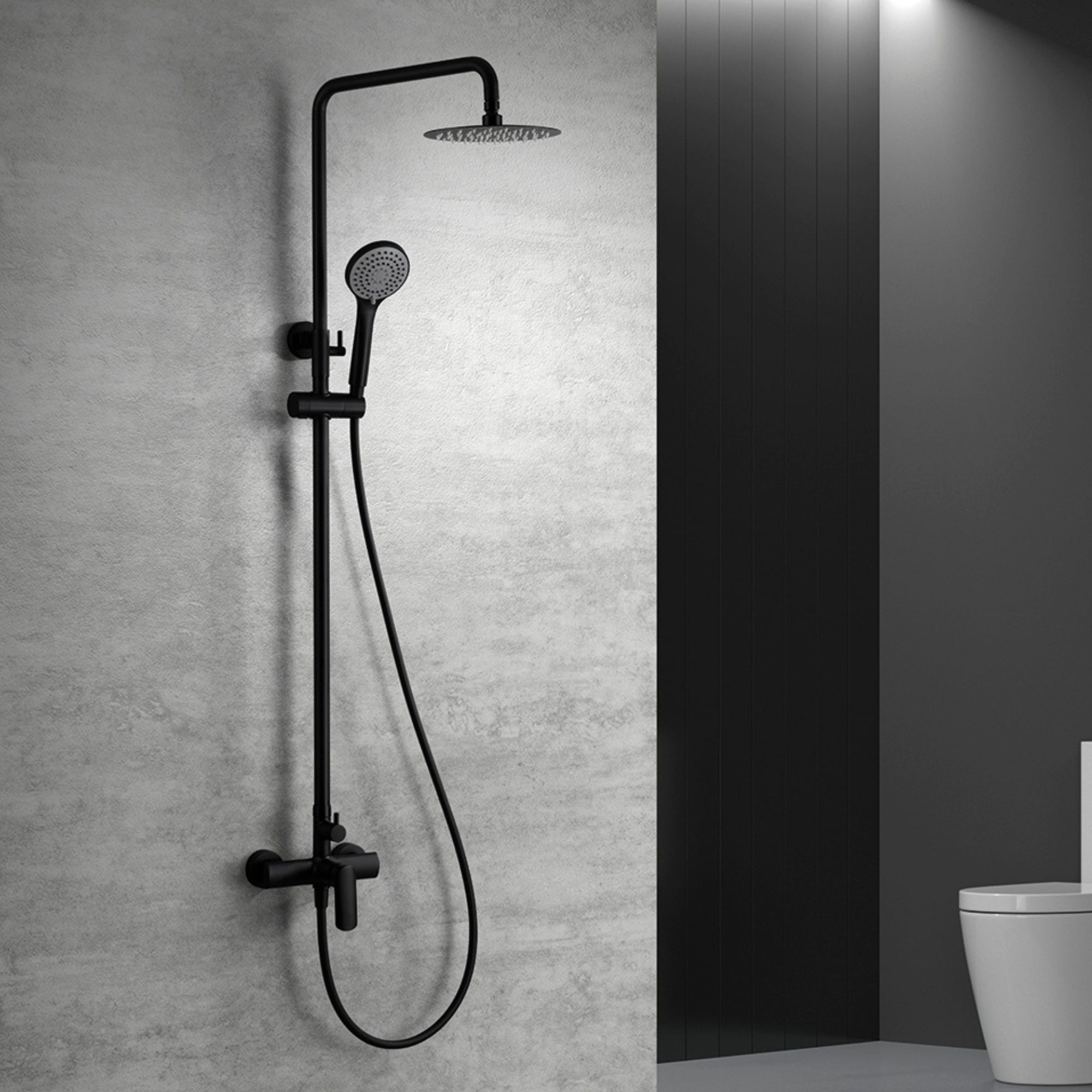 IMEX Columna Ducha Negra Monomando con Grifo Kit de Ducha con