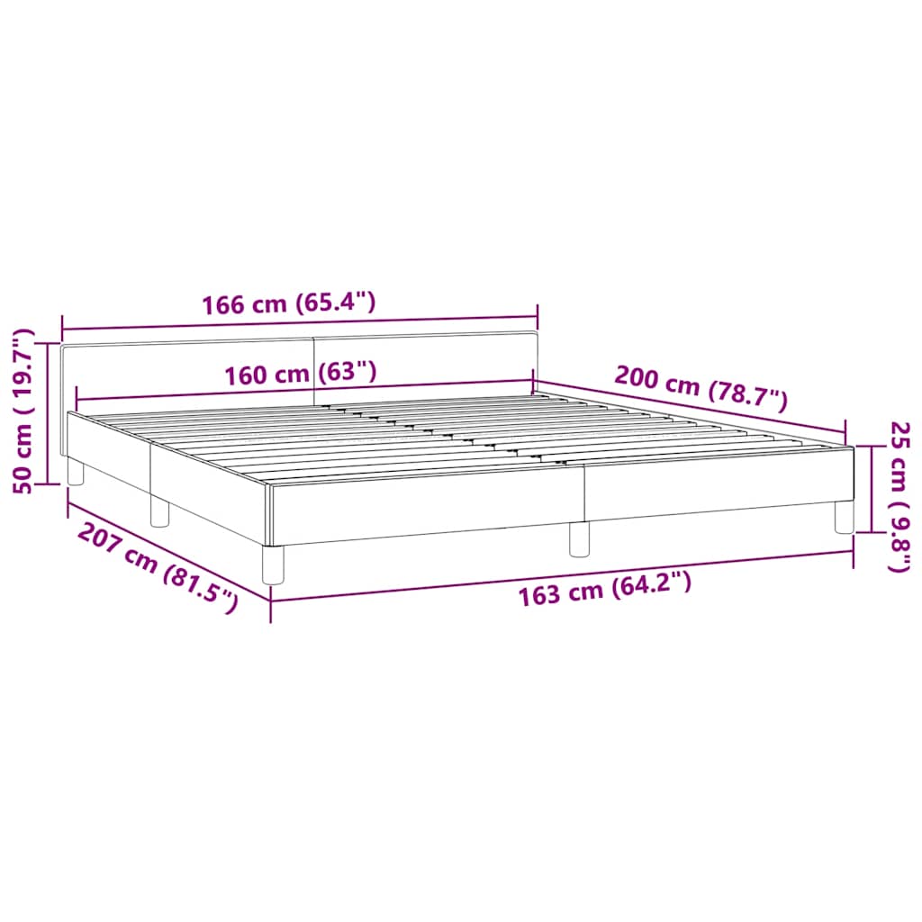 Cadre de lit sans matelas gris foncé 160 x 200 cm en velours - 9