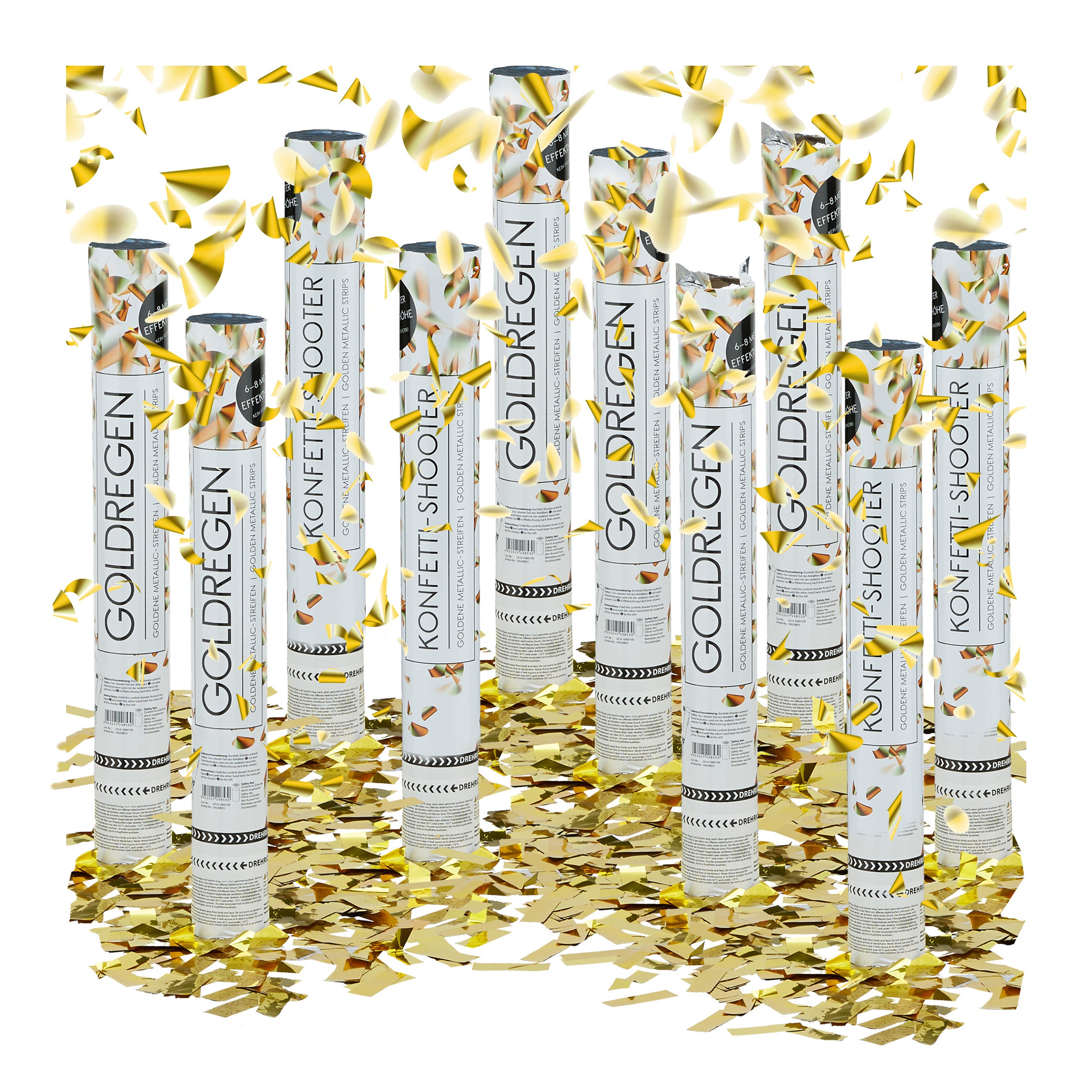 Set de 10 cañones de confeti, cañón confeti para bodas y cumpleaños, efecto altura de 6 a 8 metro, dorado metálico