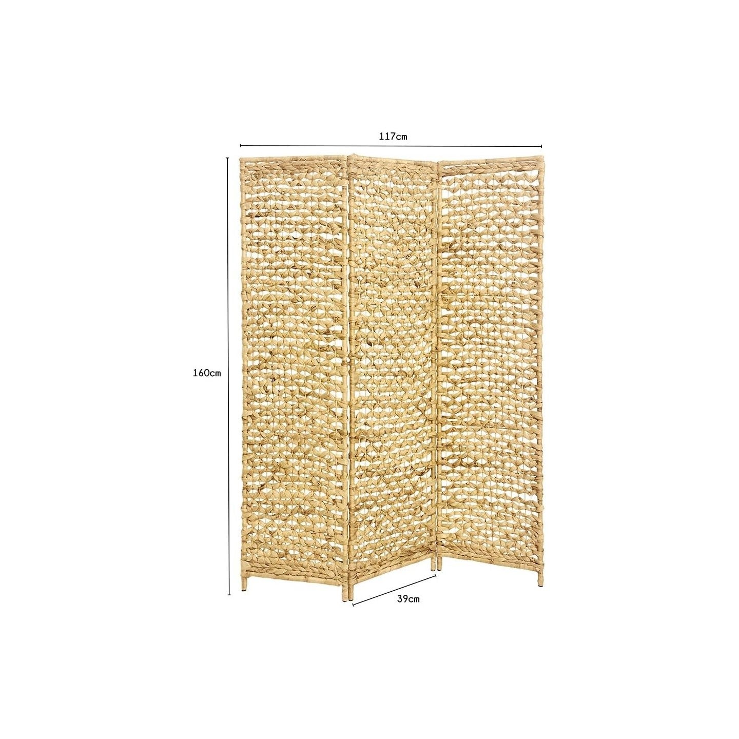 Paravent d'intérieur 3 panneaux jonc mer motif fleur 117 x 160 cm - 2