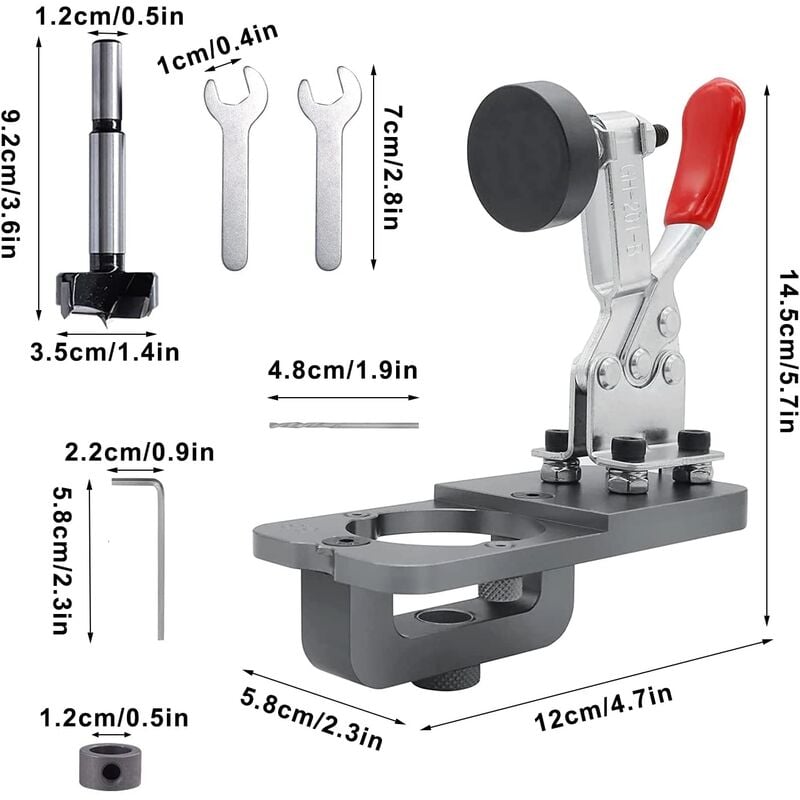 Gabarit de charnière 35mm, gabarit de charnière d'armoire de porte, gabarit de charnière dissimulé, perforateur, localisateur de guide de perçage - 3