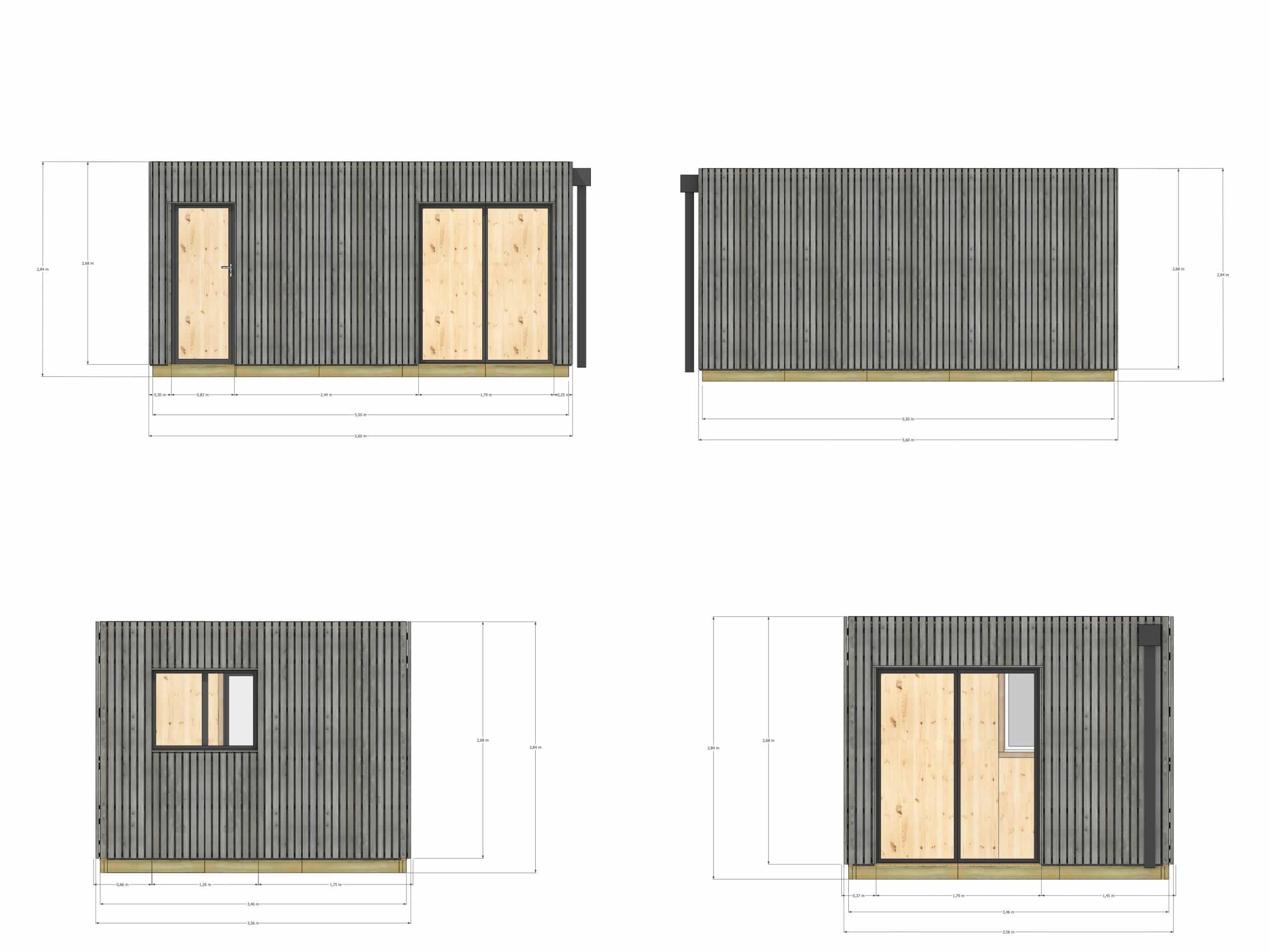 Annexe de jardin bois en bois 5,5 x 3,5 x 2,7 m avec plancher isolé - 4