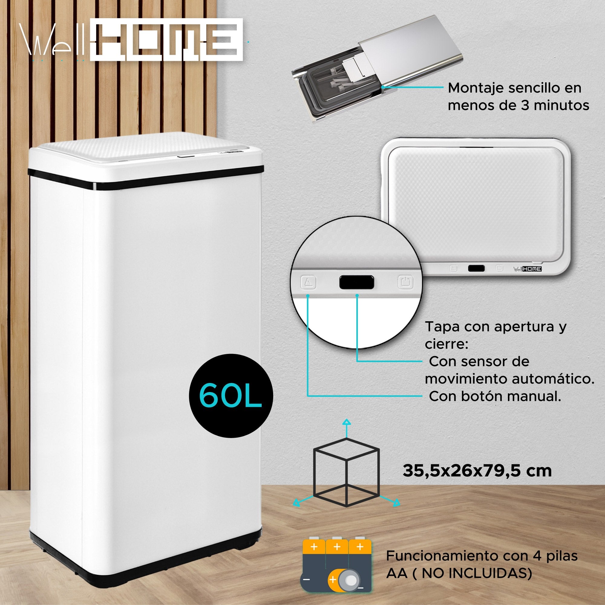 Simpli-Magic Pattumiera Rettangolare 60L Doppio Scomparto Riciclaggio Acciaio Inox Spazzolato