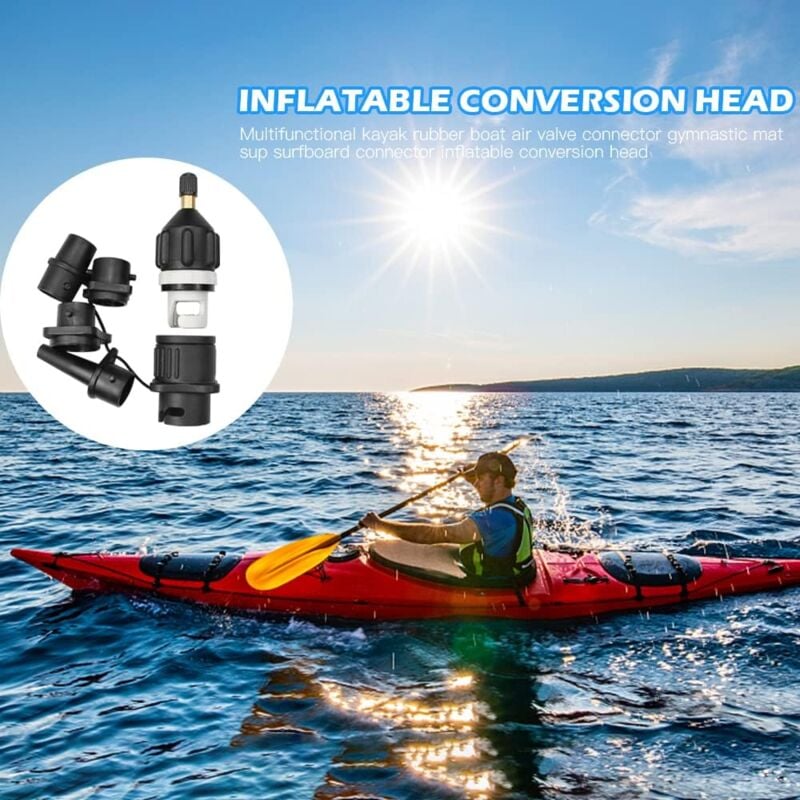 Adaptateur Pompe SUP – Valve Standard + 4 Buses – Pour Embarcation, Planche, Bateau Gonflable - 3