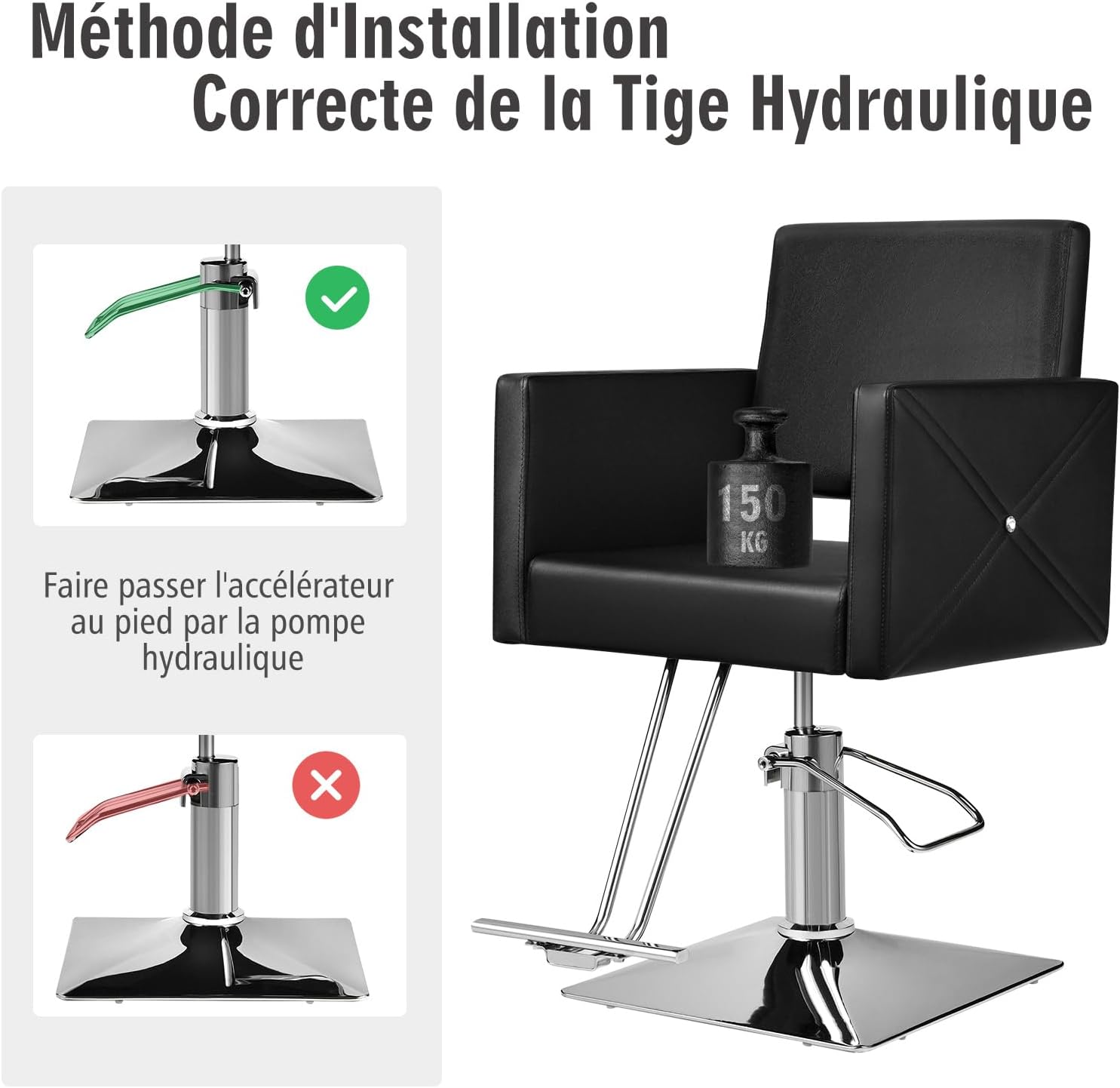 Poltrona da Barbiere con Altezza Regolabile, Sedia da Barbiere Girevole a 360°, con Pompa Idraulica Pesante, Capacità di Carico 150 kg - 8