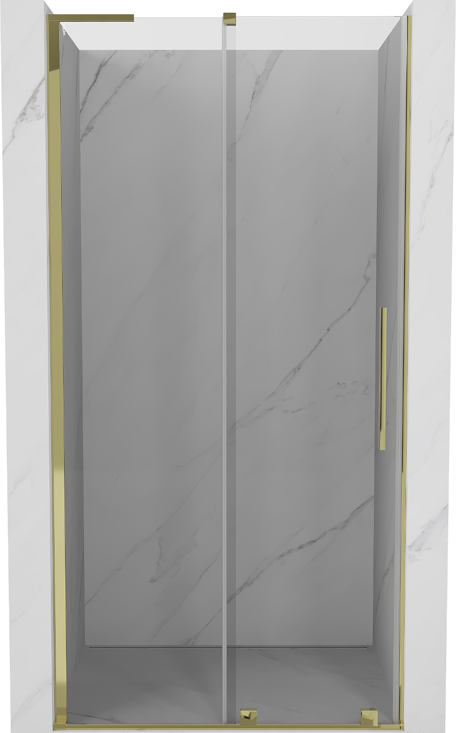 Mexen Velar L drzwi prysznicowe rozsuwane 110 cm, transparent, złote - 871-110-003-01-50