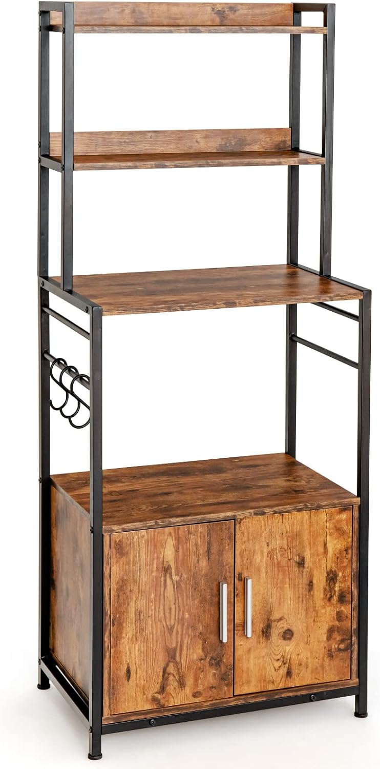 DlandHome Scaffale Porta Microonde 3 Livelli + 3 Ripiani – Cucina In Stile Retrò, Organizer Per Forno E Spezie