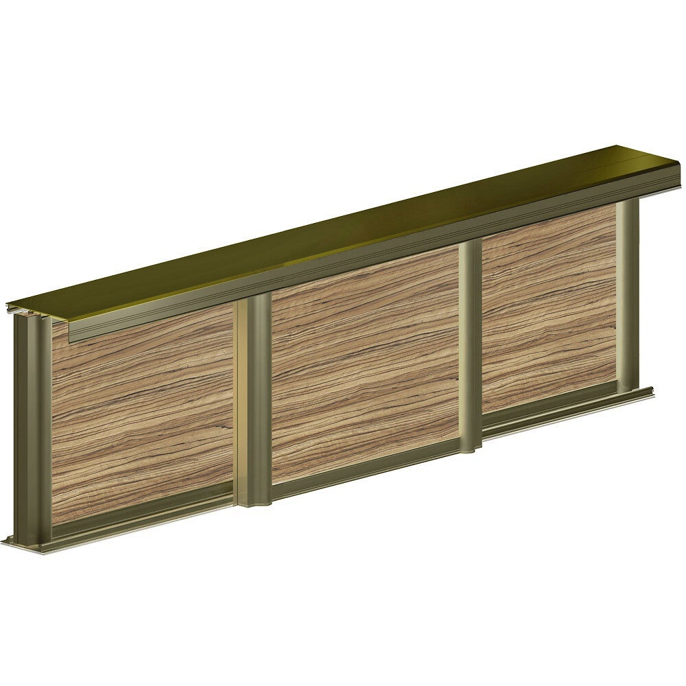 Kit SLID'UP 230 aluminium anodisé bronze pour 3 portes de placard coulissantes 19 mm - rail 2,7 m - 70 kg - 3