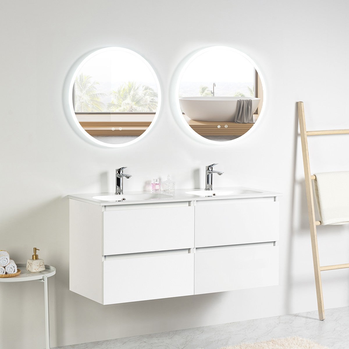 Meuble double Prémonté sous vasque Blanc 120Cm SAYA - 2