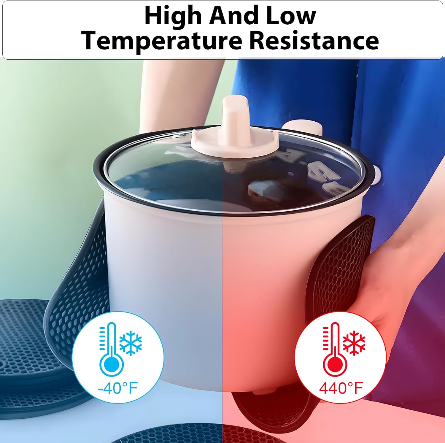 4PCS Tapis de Silicone Antidérapant, Extra Durables et Résistants à la Chaleur pour Casseroles, Poêles et Pots, Protection de Surface pour Cuisine - 4