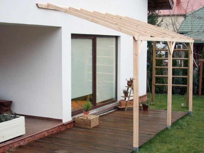 Habrita - Carport mural pergola adossable autoclavé sans couverture surface 15 m2 - CAR3050AM Habrita Foresta - 3