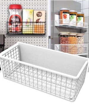 Panier Suspendu Lot De 6 Paniers De Rangement En Métal Noir - 2 X 25/21/15 Cm - Étagères Empilables - Corbeille Métallique Pour étagère, Armoire, Cuisine, Bureau Panier Couvercle