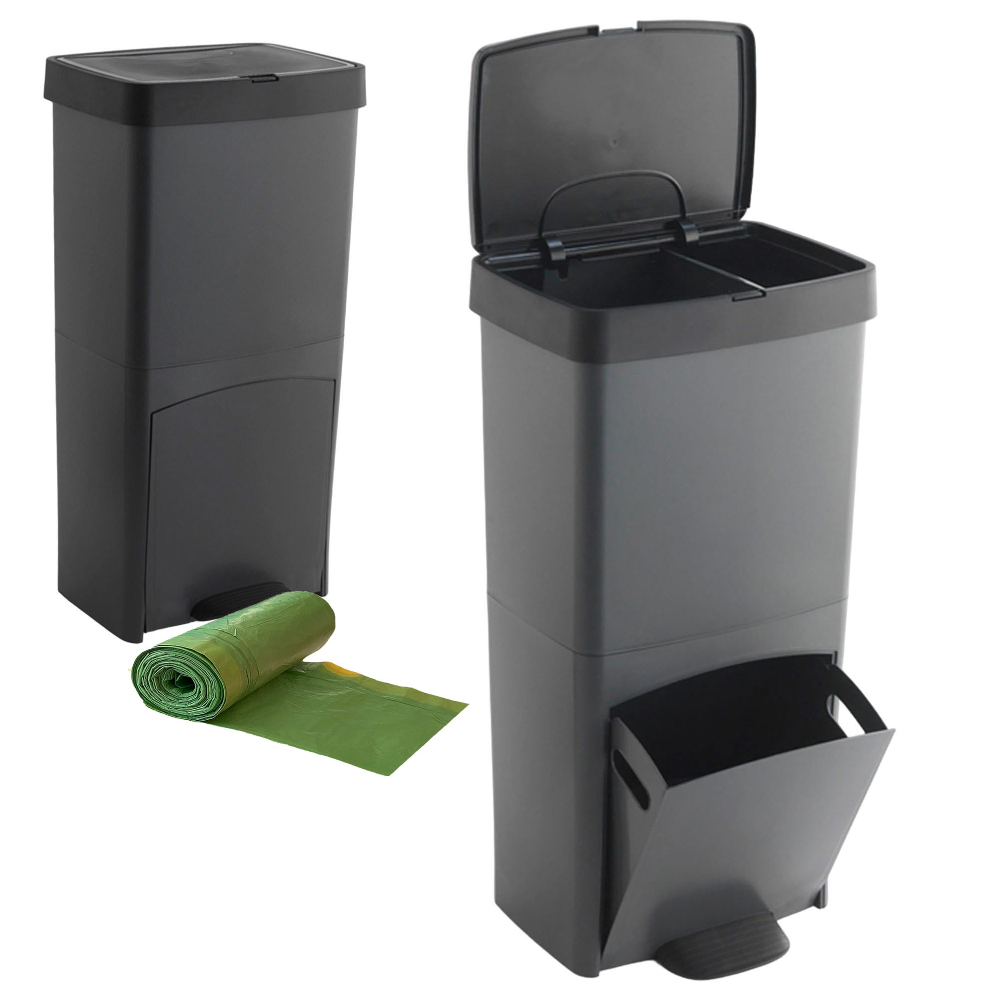 Pattumiera Bidone Per Rifiuti Con Coperchio In PVC Rigenerato 120 Lt - Foto 9