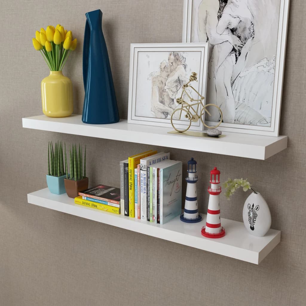 Maison exclusive - estantes flotantes de pared 2 uds mdf blanco para libros/dvd