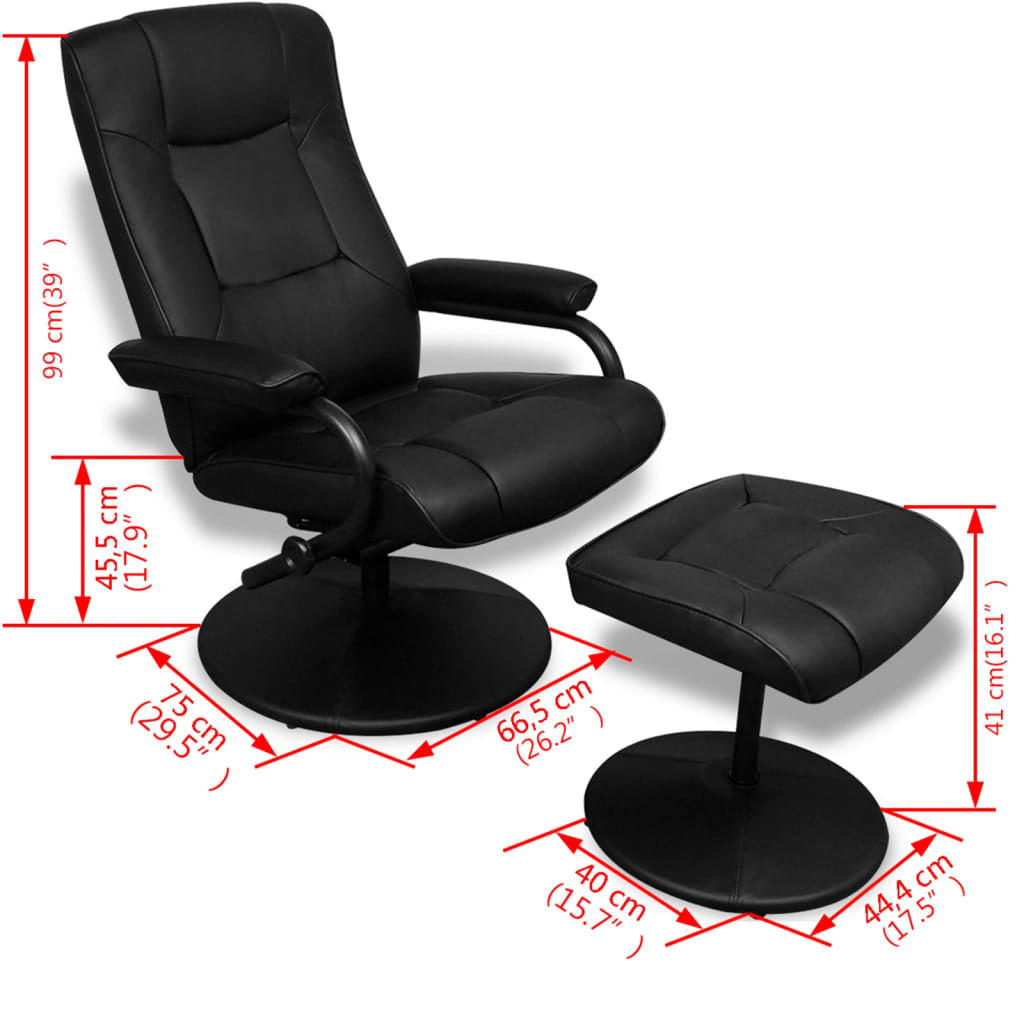 Maison Exclusive - Fauteuil TV avec repose-pied Noir Similicuir - 7