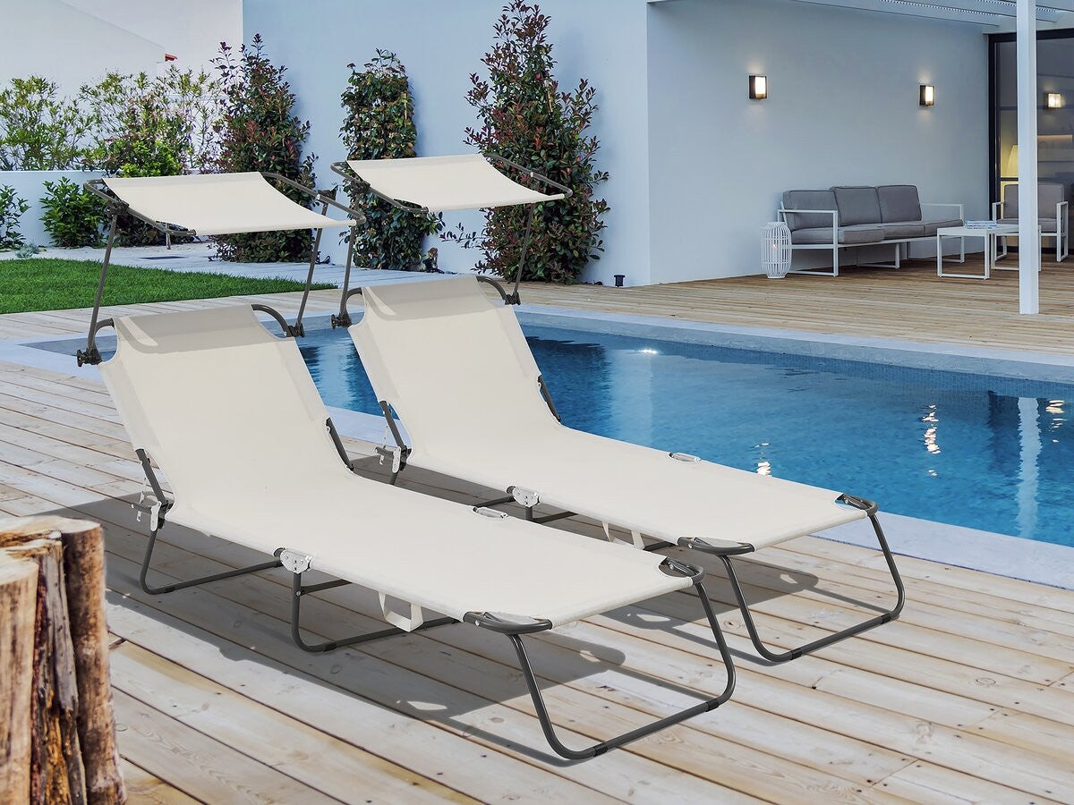 Lot de 2 bain de soleil pliable 