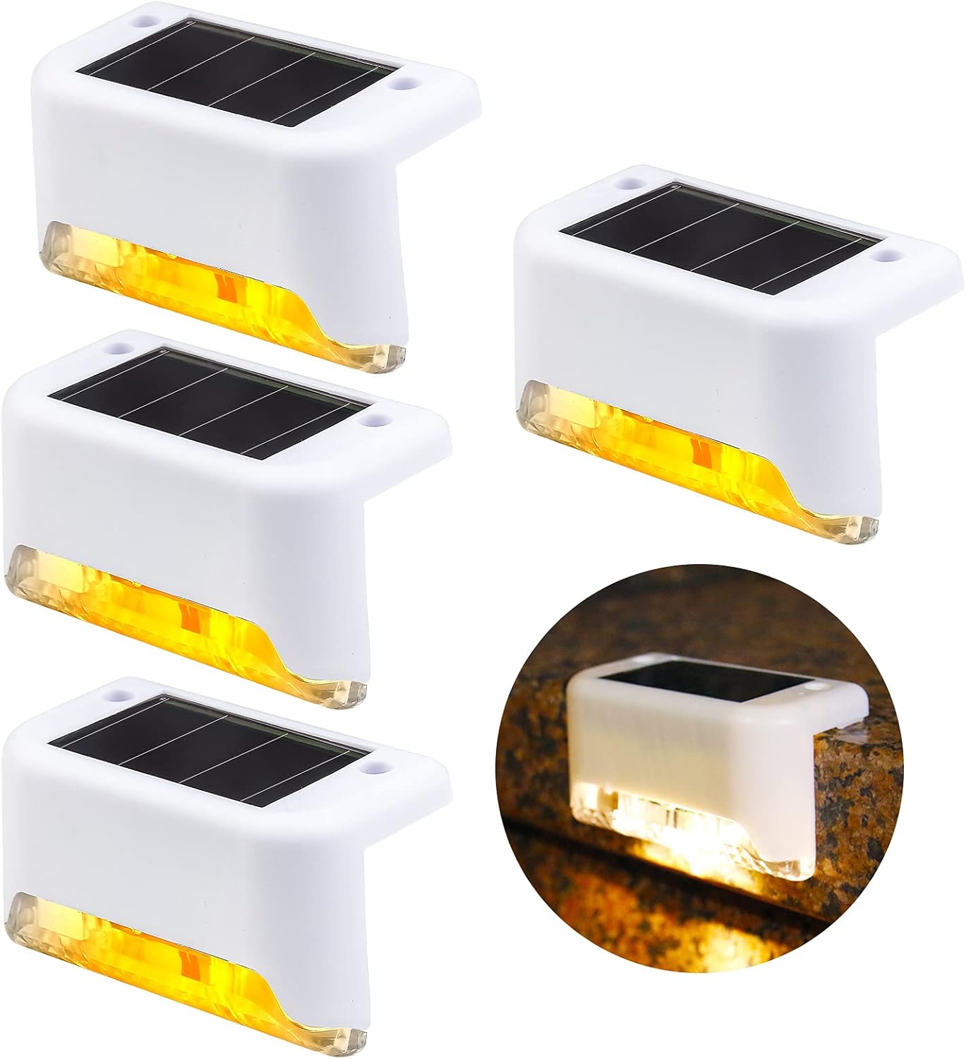 Zestaw zewnętrznych lamp solarnych schodowych wodoodporne oświetlenie zewnętrzne ciepłe lampki na taras do oświetlania schodów zewnętrznych i stopni