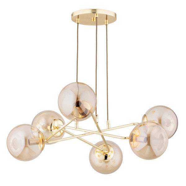 Lampa sufitowa wisząca Tristan złota 6xE14x10W dekoracyjna wym: 62 x 65 x 65 cm metal Alfa