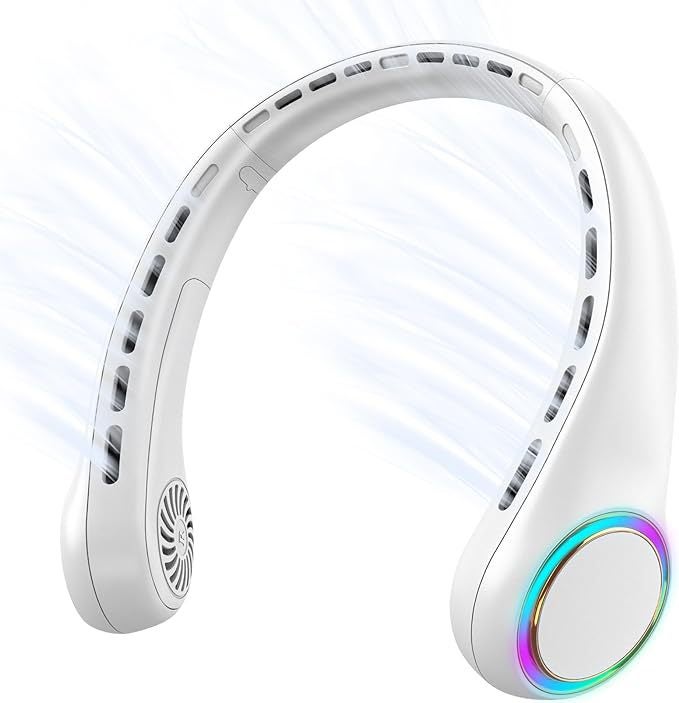 Biały, przenośny wentylator, mini wentylator USB, wentylator bezłopatkowy, wydajny i cichy, z baterią 4000 mAh, 3 prędkości wiatru