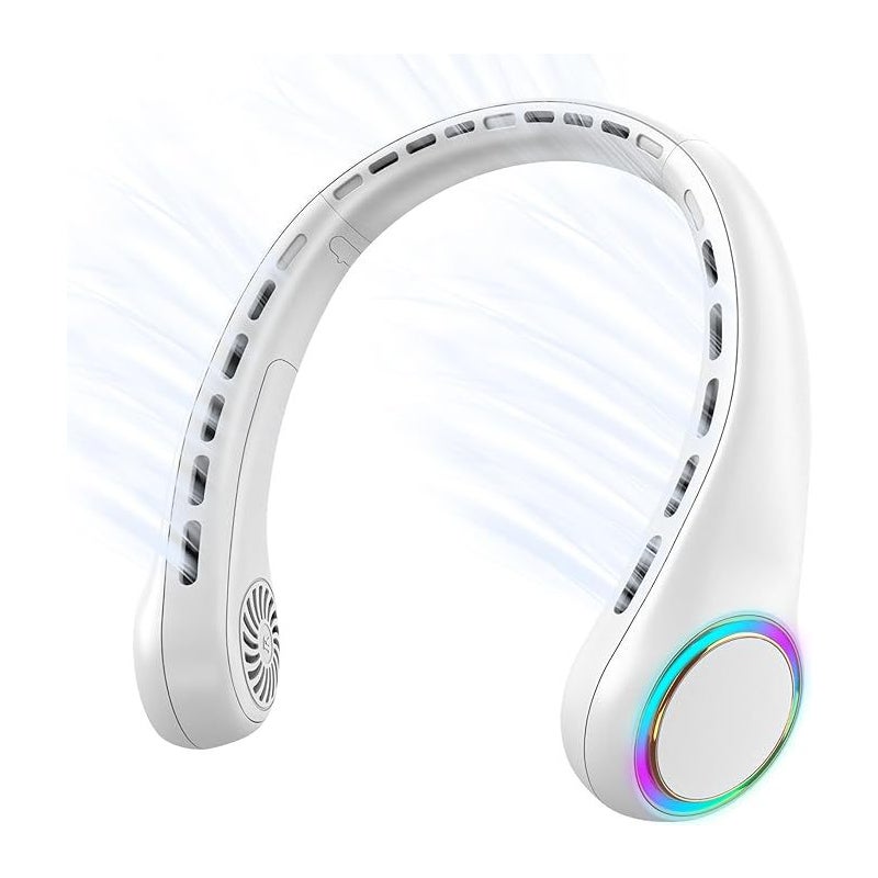 Biały, przenośny wentylator, mini wentylator USB, wentylator bezłopatkowy, wydajny i cichy, z baterią 4000 mAh, 3 prędkości wiatru