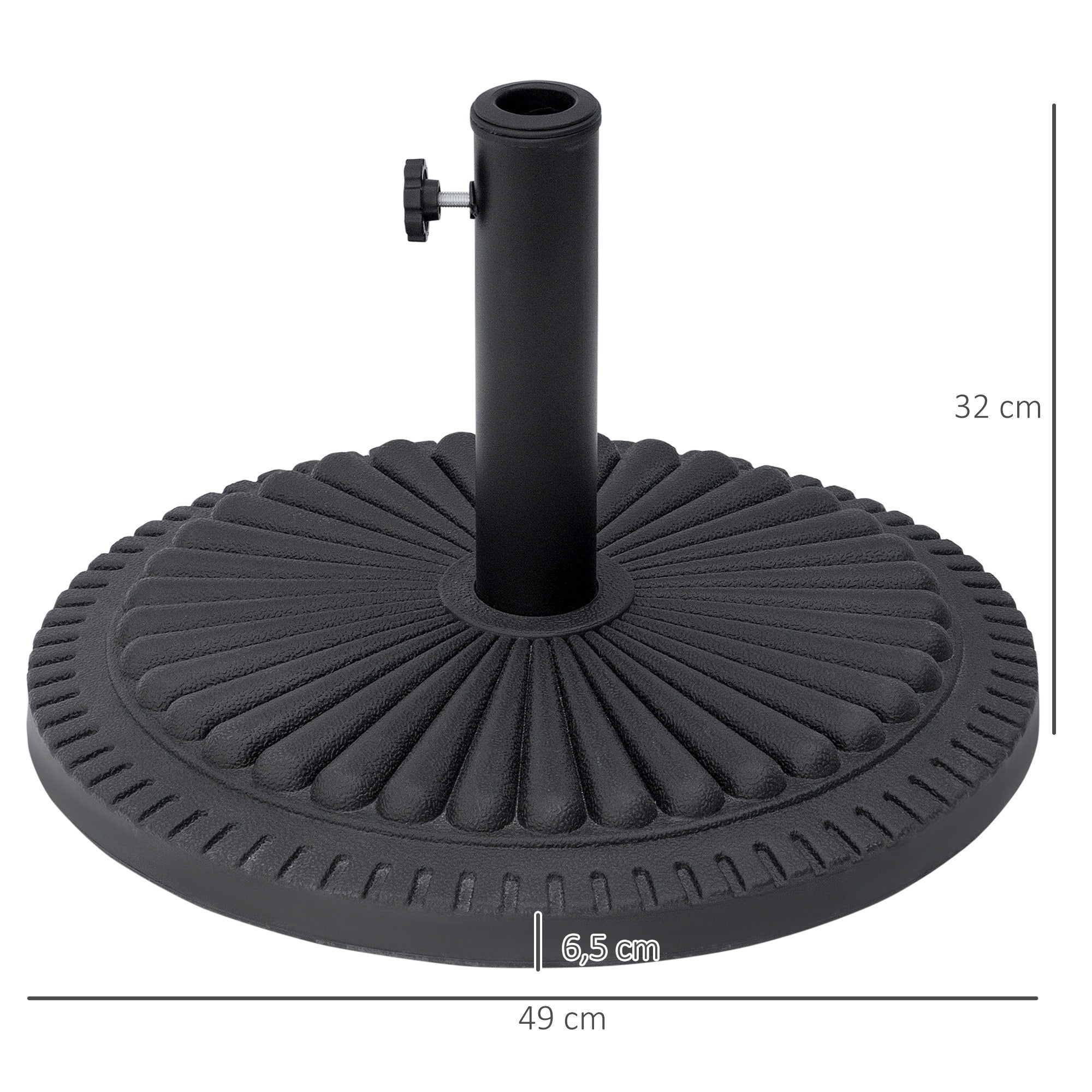 Base para Chapéu de Sol Outsunny Preto HDPE, Cimento e Aço Ø49x32cm - 3