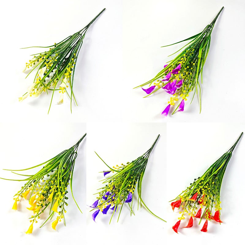 Lot de 20 plantes artificielles décoratives d'extérieur, bouquet de simulation de lys calla en plastique - 3