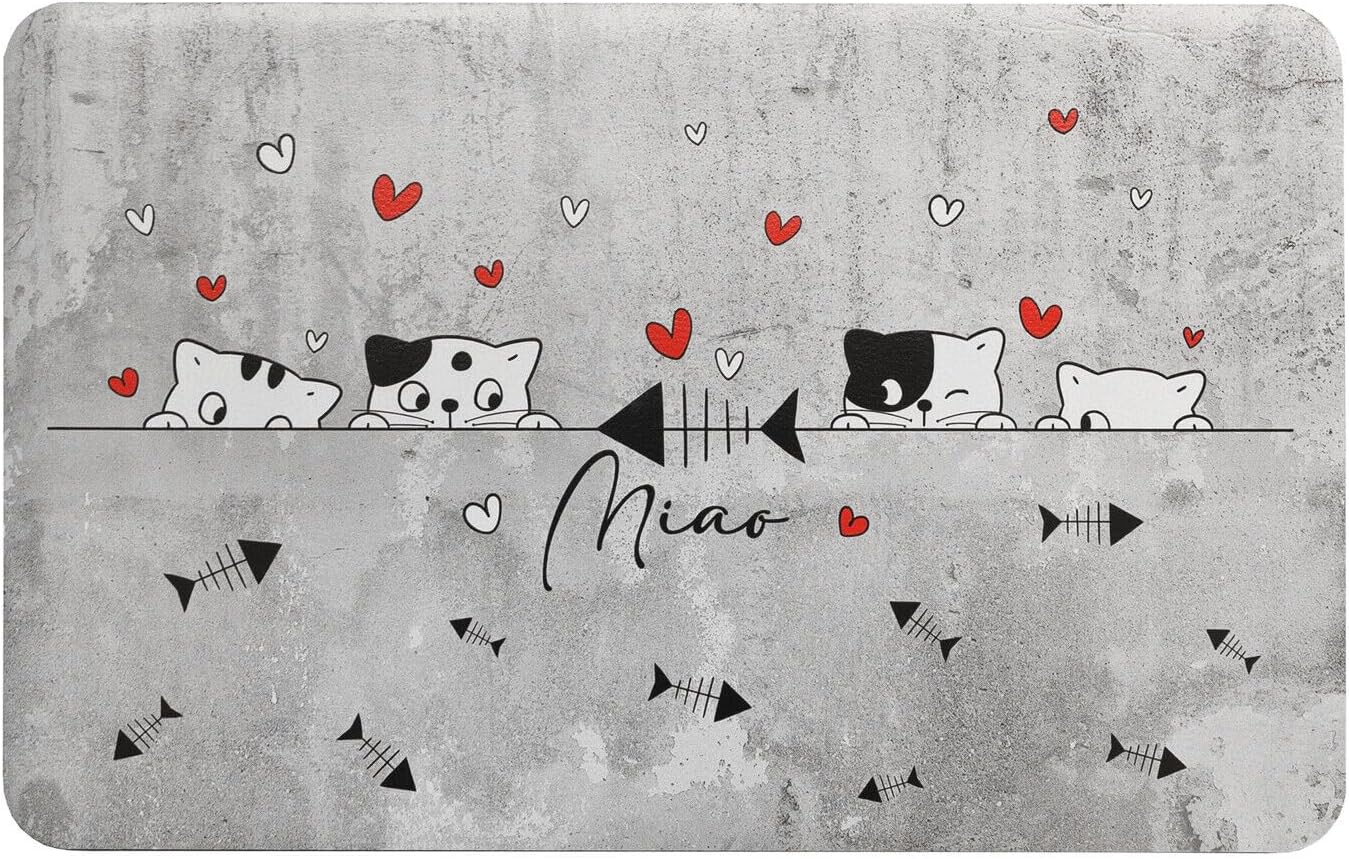 Felpudo de goma reciclado 50x70 cm sostenible impermeable antideslizante rectangular bajo cuenco perro gato dib_c