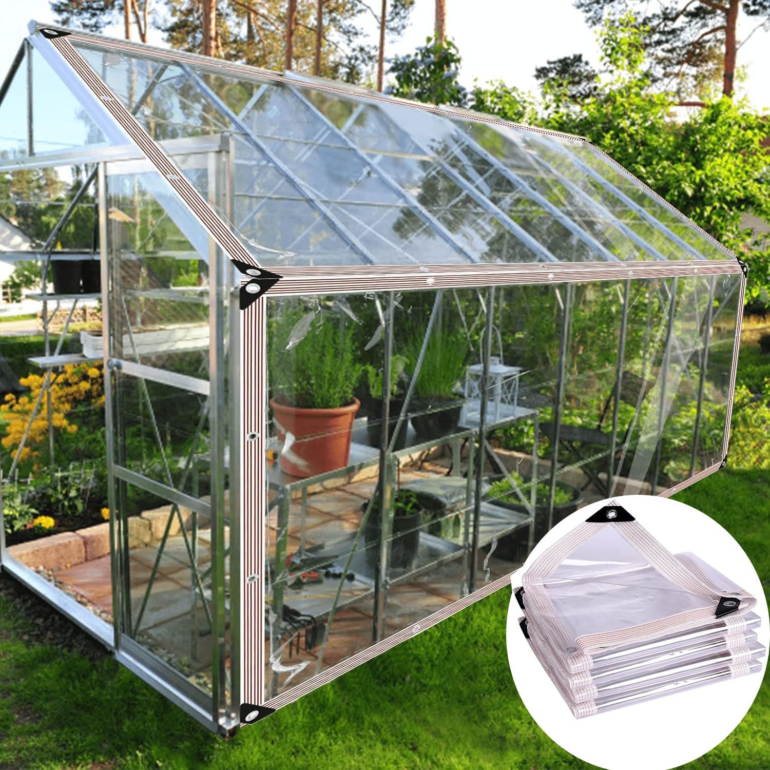 Bâche transparente, store de terrasse robuste avec œillets, protection ...