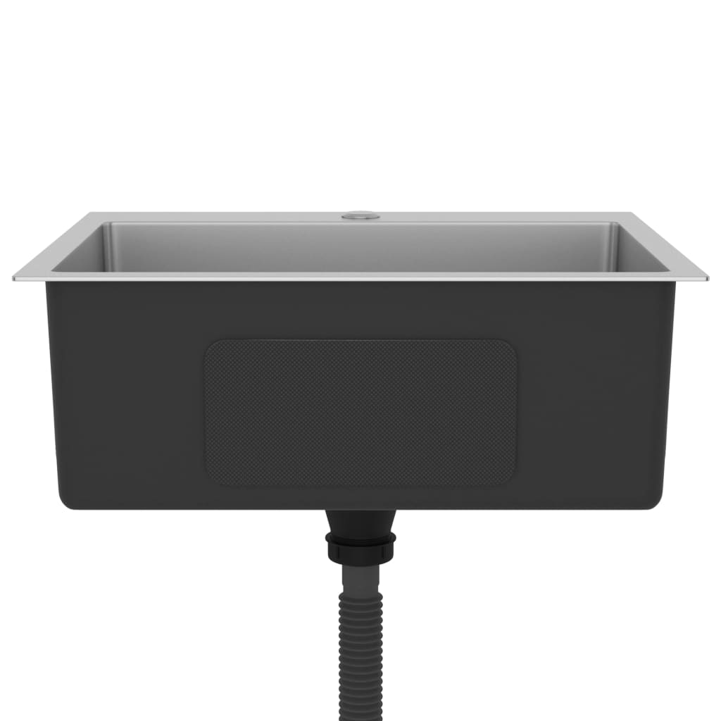 Lavello da cucina fatto a mano 59 x 44 cm acciaio inox argento 02_0002463 - 3