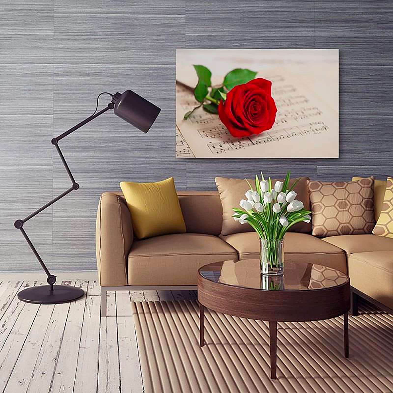 Tableau rose sur des notes - 50 x 40 cm - 5